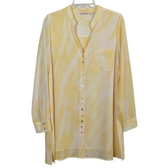 Soft Surroundings long sleeve button up yellow long length blouse size M - Picture 1 of 8
